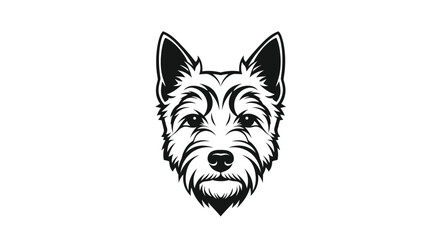 Black and white terrier dog face logo on white background