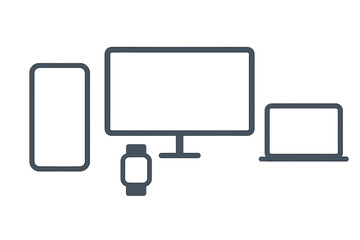 Set of responsive design devices: smartphone, monitor, laptop, and smartwatch