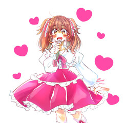 マイクを持って歌う女性アイドル