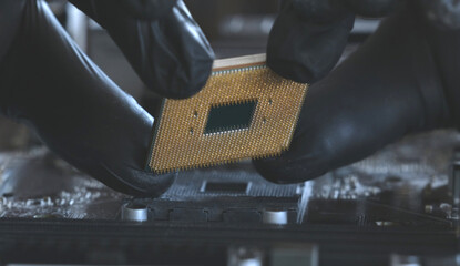 Computer Repairman Holding Pc Processor