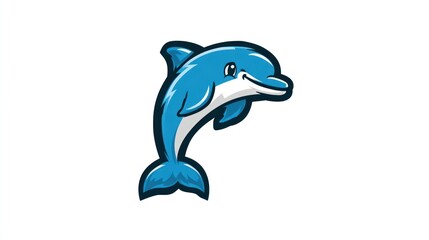Obraz premium Blue dolphin mascot illustration on white background vector graphic design