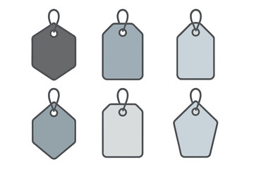 Assortment of blank price and gift tags with various geometric shapes
