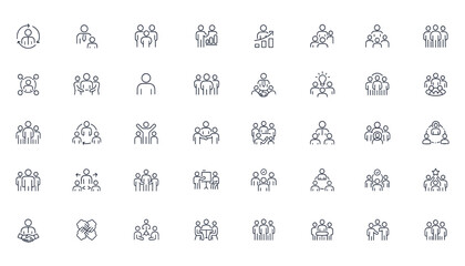 Teamwork and collaboration icon, business cooperation with businessman symbol, leadership, partnership, success, communication, strategy, corporate vector illustration, organization