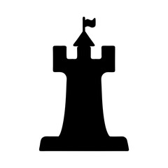 Vector art of silhouette of a black rook chess piece, a strategic symbol of defense and tactical planning in the game of chess