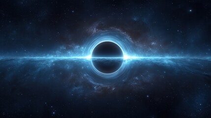 Fototapeta premium Stunning Cosmic Scene of Black Hole Surrounded by Glowing Nebula and Starry Background in Deep Space Aesthetic for Science and Astronomy Themes