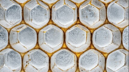 Fototapeta premium Abstract pattern of geometric hexagons in cool tones and textured detail