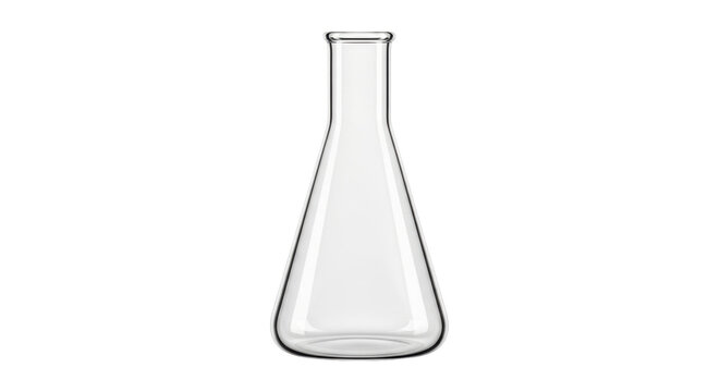 Isolated empty Erlenmeyer flask, laboratory glassware for science and chemistry research