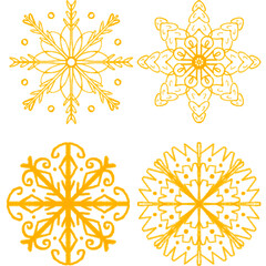 set of snowflakes on white