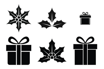gift box silhouette christmas vector icon set