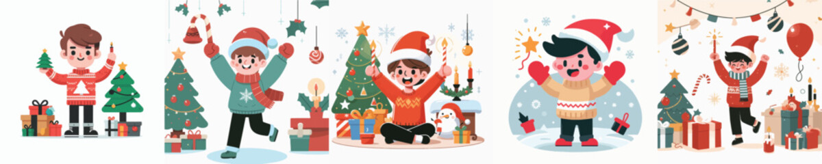 vector of a boy celebrating Christmas