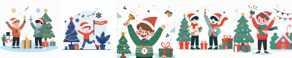 vector of a boy celebrating Christmas