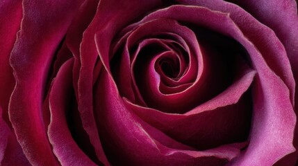 Close up of a vibrant dark red rose textured petals and swirling patterns