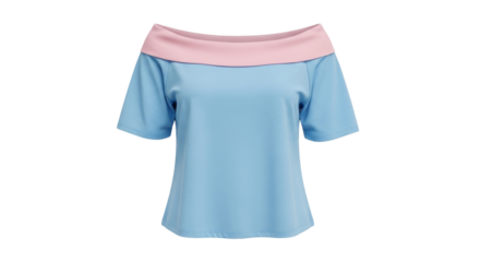 Isolated off the shoulder top for women, short-sleeved, light-blue & light-pink apparel