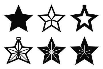 ornament star silhouette christmas vector icon set