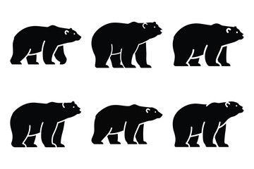 polar bear silhouette christmas vector icon set