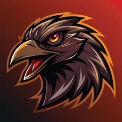 Obraz premium Fierce eagle head mascot with open beak and intense eyes