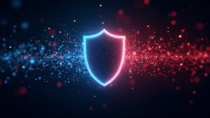 Abstract Cybersecurity Background: Hexagonal Shield Deflecting Malicious Code

