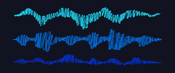Sound crayon wave line. Abstract pulse beat stripe