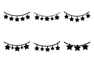 star garland silhouette christmas vector icon set