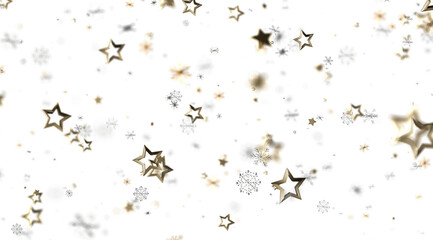 Sparkling festive background with gold stars and snowflakes. Perfect for holiday designs.