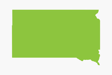 Vector graphic artwork suitable for print and web containing flat detailed map of SOUTH DAKOTA