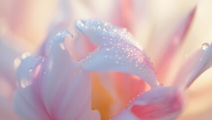 close up of a pink tulip flower in bloom