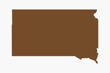 Vector graphic artwork suitable for print and web containing flat detailed map of SOUTH DAKOTA