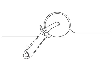 continuous line art drawing Pizza Cutter, Pizza Cutter in One Line, Single line art Pizza cutter utensil cooking kitchen tool continuous drawing
