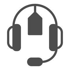 Headphones with microphone and price tag solid icon, cyber monday concept. Vector graphics. Stereo headset, technology sign on white background, glyph style icon for mobile or web design.