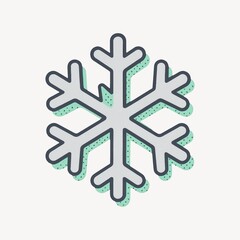 Stylized snowflake with green shadow.