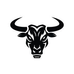 Black bull head logo on white background vector illustration