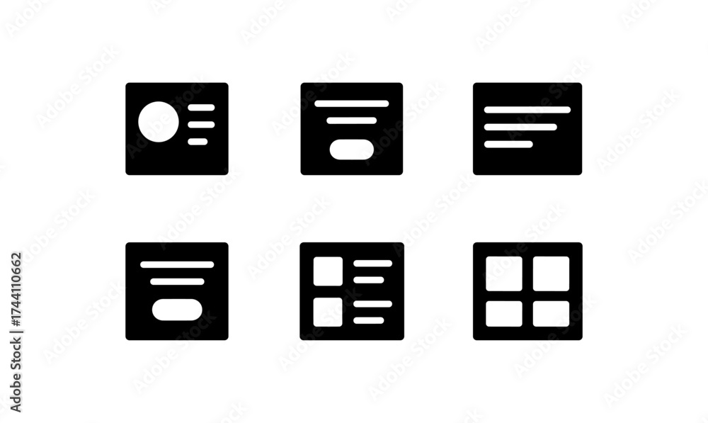 Wall mural set of minimalist interface icons for website and app design