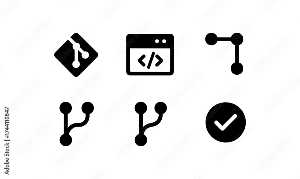Wall mural minimalist coding and version control icons for development projects