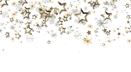 Elegant design with gold stars and snowflakes. Perfect for holidays, celebration, and winter themes.