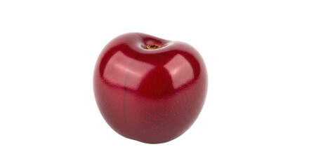 Isolated shiny ripe deep-red cherry with sweet and tart flavor, delicious fresh fruit