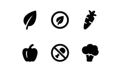Minimalist black icons for vegan and vegetarian diets