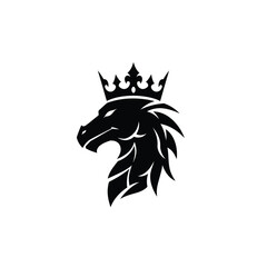 Black Dragon Head Silhouette with Crown mythical creature