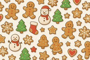 Festive gingerbread cookies pattern.