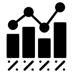 Bar chart icon glyph style vector illustration