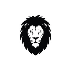 Obraz premium Black lion head logo on white background Keywords: lion, head, logo, black, white, animal, king