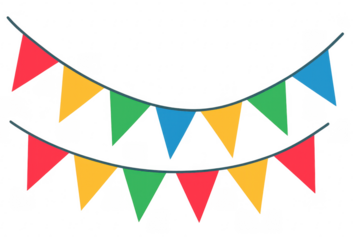 Colorful party bunting flags decorating celebration string