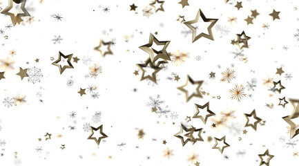 Elegant holiday design with gold stars, snowflakes. Perfect for cards, websites, and more!