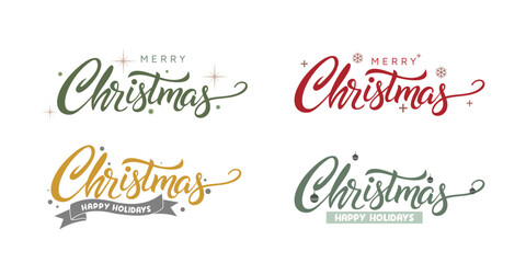 Vector illustration of stock logos, labels set for Christmas celebration