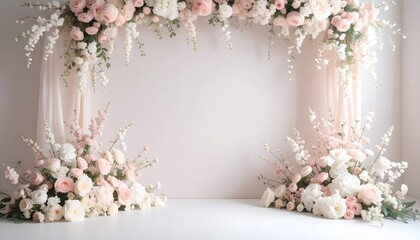 Maternity, wedding, photography backdrop. Pastel background featuring floral designs