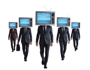 Surreal People with Retro Television Heads – Mass Media Illustration