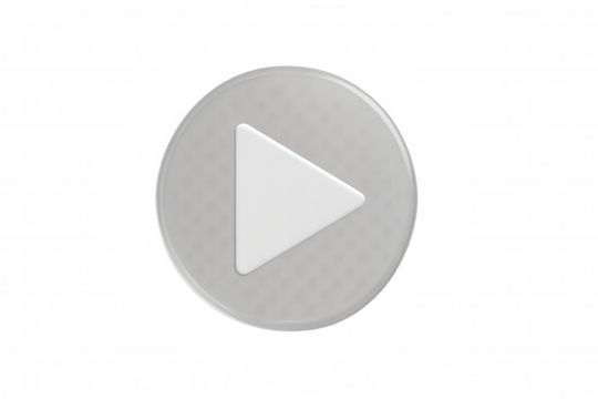 Play button 3d rendering with glossy finish, symbolizing start, creativity, and digital media on transparent background