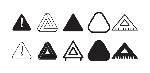 warning triangle icon set. Warning sign with exclamation mark.  for mobile concept and web design. vector illustration eps 10