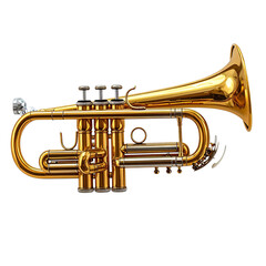 Naklejka premium Classic Brass Trumpet Isolated on Transparent Background, PNG 