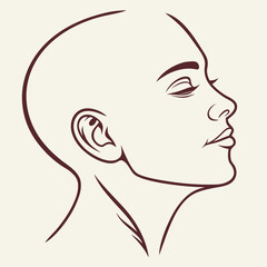 Profile of a woman in line art style drawing