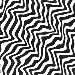 Retro Background with Wavy Black Lines, Monochrome, Minimalism, Psychedelic Art, Aesthetic, Groovy Poster, Stripes, Vintage, Grunge Texture, Vector